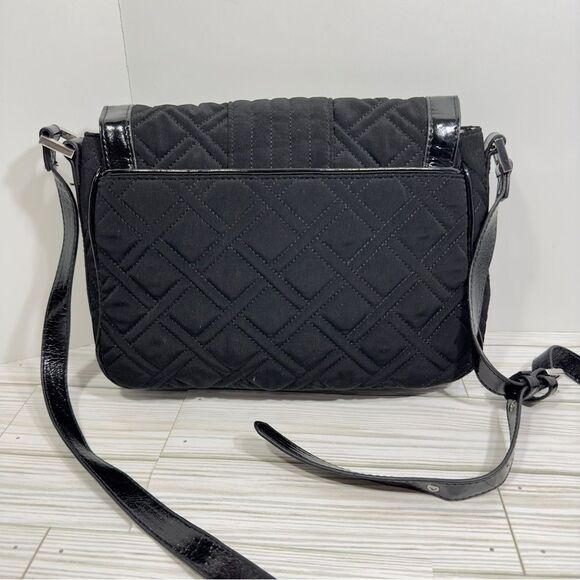 VERA BRADLEY QUILTED PATENT TRIM SATCHEL CROSSBODY PURSE BAG - Picture 10 of 12